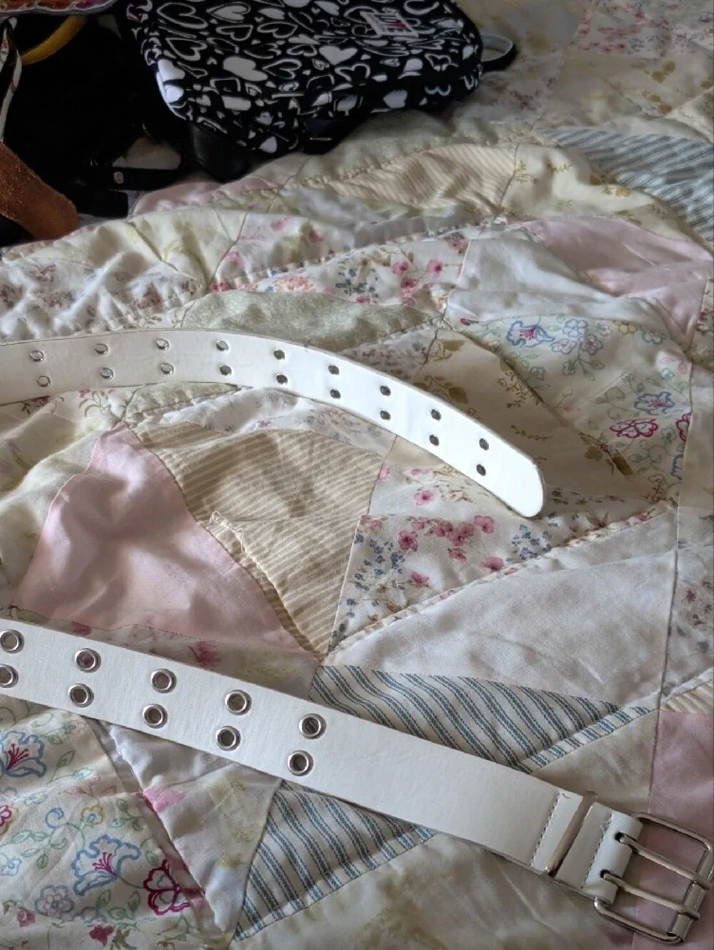 White Faux Leather Belt Women's